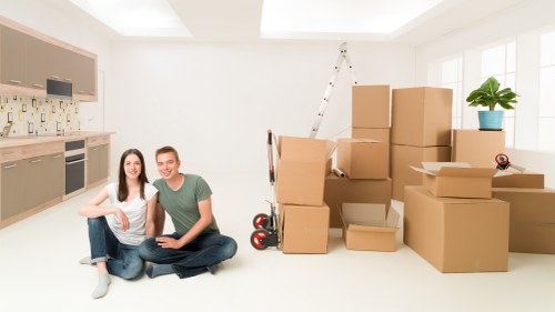 Careful box packing in a Balham flat with local access challenges