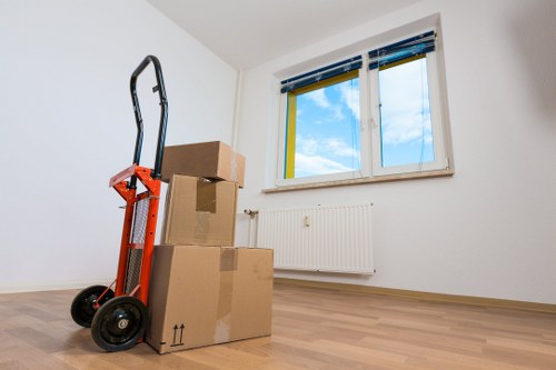 Professional movers planning access for a Balham flat move