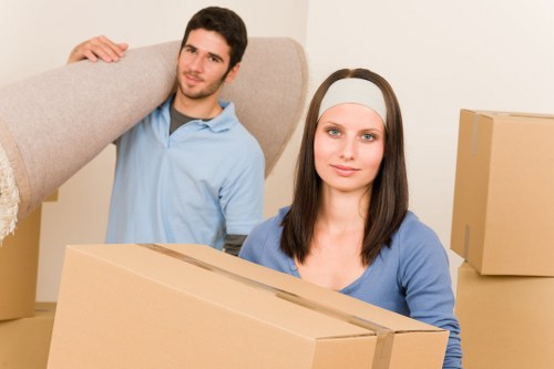 Packed belongings ready for apartment removals in Balham